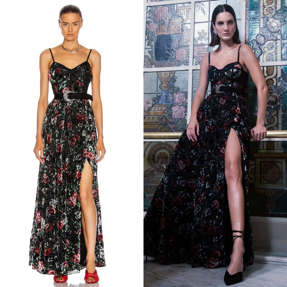 PATBO Floral Burnout Bustier Dress Gown in US Size 2 NWT